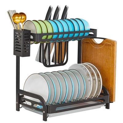 China Modern 2 Tier Stainless Steel Metal Dish Drying Storage Kitchen Rack Rack for sale