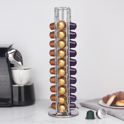 China New Viable Gold Wire Metal Tower Rack Coffee Pod Holder Coffee Pod Holder Kitchen Storage Rack for sale