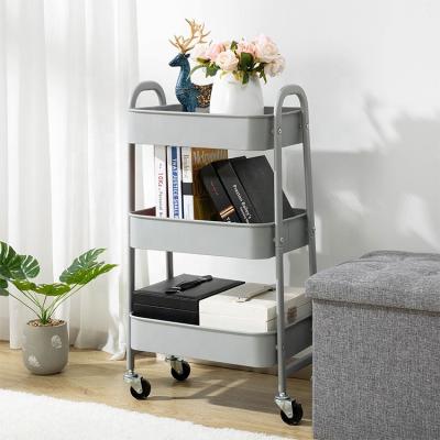 China Multi Stored Metal Rolling Modern Kitchen Layer Trolley Cart Racks Storage Rack for sale