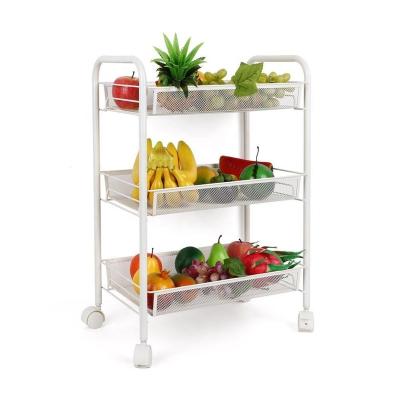 China Stocked Multifunctional Household Movable Plate Kitchen Shelf 4 Wheels Storage Rack for sale