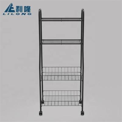 China Viable Chinese Wholesale Steel Metal Rolling Rack Powder Coating Vegetable Storage Cart for sale