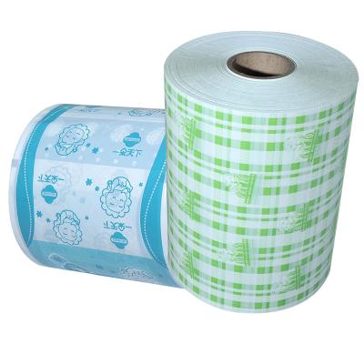 China Baby waterproof disposable diapers transparent pe film thickness well printing raw material pe film for sanitary napkin for sale