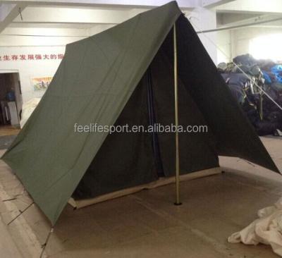 China 100% steel tube cotton canvas green color camping tent for hunting for sale