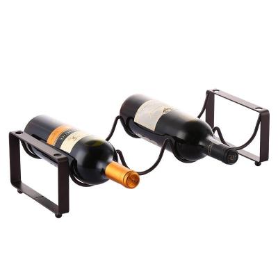 China Stocked Home Decoration Standing Stackable Rustic Countertop Metal Metal Wine Rack Wine Bottle Display Rack for sale