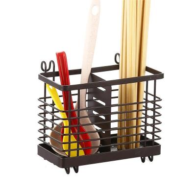 China Stocked Multi-Purpose Durable Hanging Iron Draining Chopsticks Rack Creative Home Kitchen Spoon Chopsticks Knife And Fork Storage Box for sale