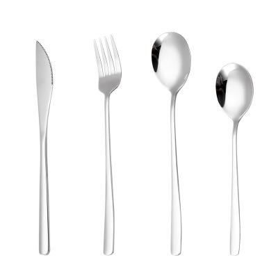 China Stocked High Quality Main Table Fork And Knife Spoon Set Hotel Stainless Steel Flatware Steak Knife Fork Spoon Set for sale