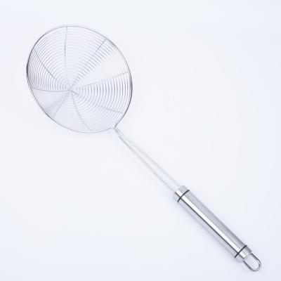 China Sustainable Oem Solid Stainless Steel Spider Strainer Skimmer Ladle Cooking Frying Kitchen Utensils Wire Strainer Pasta Strainer Spoon for sale