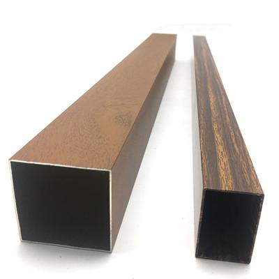 China Decorations Wood Grain Colors Aluminum Square Rectangular Tubes With Wood Colors Optional for sale