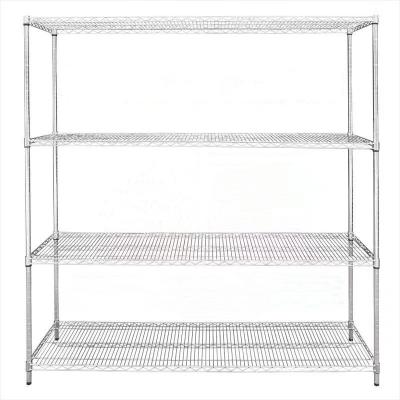 China Heavy Duty Chrome Wire Warehouse Metal Mobile 4 Tiers Rack Factory Shelving Heavy Hardware Racks Home Kitchen Storage Box Shelves for sale