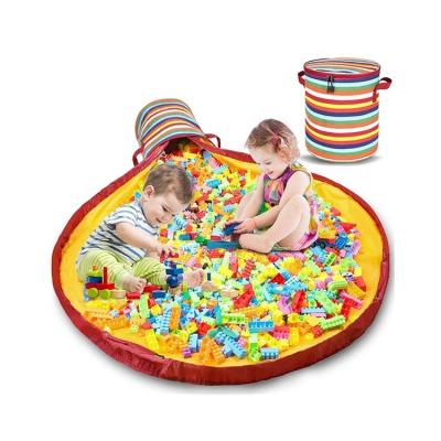 China Large Capacity Large Sustainable Kids Toy Storage Bag Play Mat With Double Zipper for sale