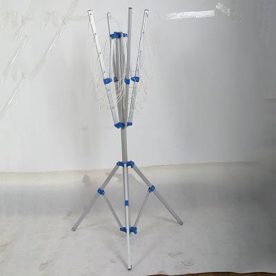 China Garden Telescopic Outdoor Bathroom Easy To Carry Blue Color Aluminum Rotary Airer Laundry Drying Racks for sale