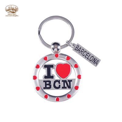 China Fashion High Quality Wholesale Heart Hollow Out Customized Letters Barcelona Key Chain for sale