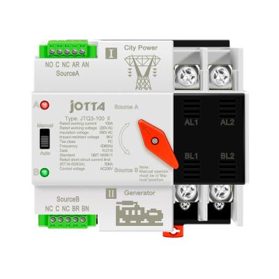 China Generator Transfer Switch 2P 100A 220V Auto-manual ATS JOTTA W2R PC Rail Mounted Type ATS JOTTA W2R Auto Transfer Switch for sale