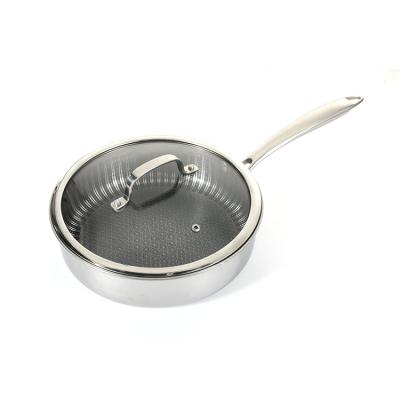 China Wholesale Non Sustainable Stick 3 Layers Stainless Steel Frying Pan 26 Cm Anti Scratch for sale