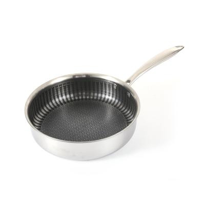 China Stainless Steel 24cm Pan With Glass Cover Frying Sustainably Hot Sale Nonstick Cookware for sale