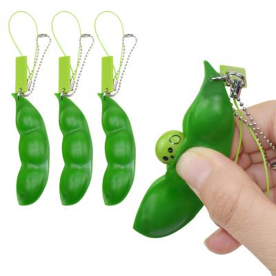 China Key Chain Edamame Stress Relief Anti-Anxiety Toy Soy Compression-a-Bean Bean Fidget Toy Set Fun Kids Toys For Phones Keys Backpack Gift Toy for sale