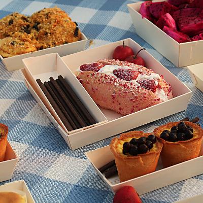 China Biodegradable Disposable Restaurant Appetizer Wooden BBQ Tray Cocktail Party Picnics Weddings Buffet Events In-Room Dining Supply Dishes for sale