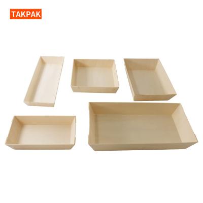 China Customized High Quality Biodegradable Donuts and Waffle Pan Wooden Hamburger Box for sale