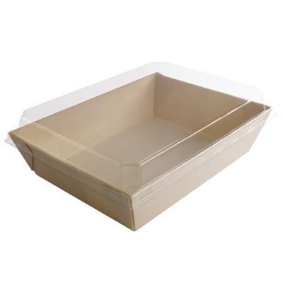 China Biodegradable Eco-Friendly Disposable Wooden Stocked Take Out Dim Sum Cake Dessert Pastry Snacks Fast Food Sushi Food Packaging Box for sale