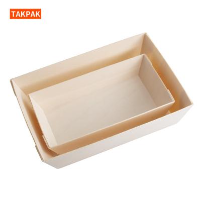 China Sustainable Bento Packaging Wood Lunch Container Wooden Take Out Food Box for sale