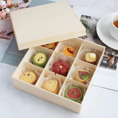 China 4 6 9 Wholesale Biodegradable 12 Grids Wooden Macaron Bun Tea Snack Cupcake Bakery Wagashi Chocolate Pastry Dessert Packaging Gift Box for sale