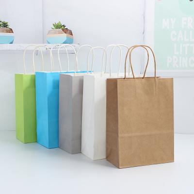 China Recycled Recyclable Materials Kraft Paper Bag With Customized Logo Shopping Paper Bag For Food With Handle for sale