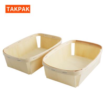 China Simple Portable Natural Biodegradable Biodegradable Eco-Friendly Storage Basket Food Container Wooden Vegetable Basket for sale