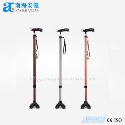 China AJ-910C Four Leg Quad Cane Walking Stick Aluminum Lightweight Bariatric Adaptive Colorful Small Brawl for sale