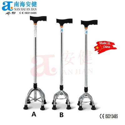 China AJ-911 Disability Aluminum Quad Cane Adjustable Aluminum Crutches Walking Aids Sticks for sale