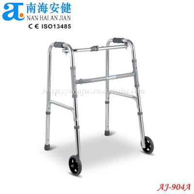 China AJ-904B aluminum front-rolled two button folding walking aids walker for adult for sale