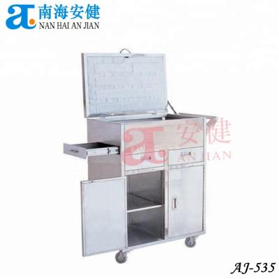 China Hospital Trolley AJ-535 Disinfection Stainless Steel Hospital Medicine Delivery Trolley First Aid Trolley for sale