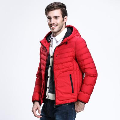 China Sustainable Mens Sports Soft Material Lightweight Red Down Coats Filled Down Jackets for sale