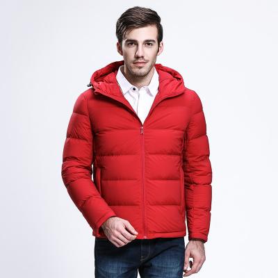 China Viable Blue Winter Warm Clothes For Men Red Light Duck Down Winter Orange Waterproof Breathable Thin Coats for sale