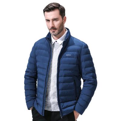 China Durable Black Ultra Thin Feather Down Jacket Red Light Blue Winter Jackets Mens Filled Jackets for sale