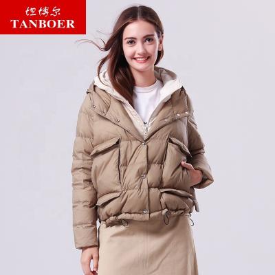 China Tanboer New Style Fashion Custom Made Breathable Windproof Viable Blue Overcoat Down Jacket Popular High Quality Women for sale