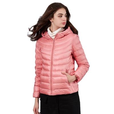 China Fashion anti-shrink blue light urban color women feather rose new style keep cheap long coats warm female medium winter down jacket for sale