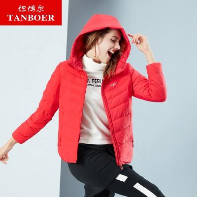 China Tanboer New Style Fashion Custom Made Breathable Windproof Blue Anti-Shrink Overcoat Popular High Quality Women Down Jacket for sale