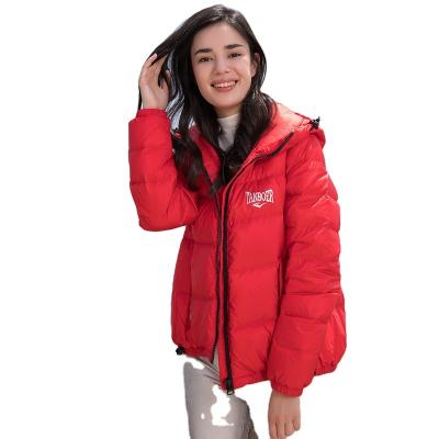 China Girls designer anti-shrink gray winter outwear stripper jacket fashion woman red black light weight down coat for sale