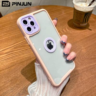 China Anti-drop Shockproof Stylish Acrylic Hybrid Protector Phone Logo TPU Leak Back Cover For iphone 11 pro colorful 12 13 frame clear case for sale