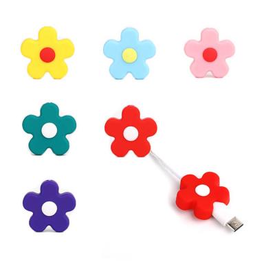 China Protect Data Line 3D Flower Data Cable Cover Device Cable Cover Device Wear-resistant Cute Charging Protectors For Female for sale