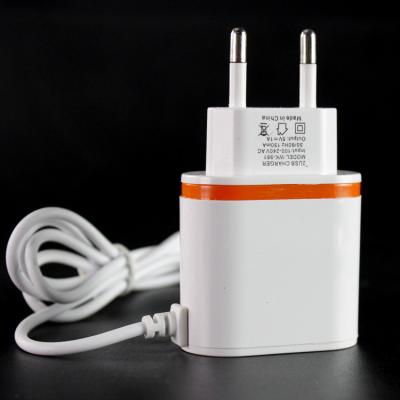 China Mobile Phone EU Plug 2 Ports USB Charger 5V 1A Dual USB Fast Wall Charger For Smartphone Charging LED Night Light for sale