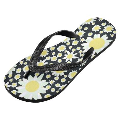 China CUSHIONING Stylish Custom Sunflowers Slim Casual Summer Flats Outdoor Rubber Sandals For Women And Ladies Flip Flops for sale