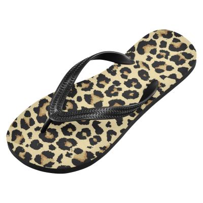 China CUSHIONING Custom Made Leopard Rubber Flip Flops For Outdoor Women Fashion Summer Beach Wedding Pattern Sandals for sale