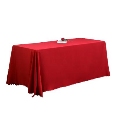 China Hotel Waterproof Conference Table Cloth Long Plain Polyester Solid Color Rectangular Table Cloth for sale