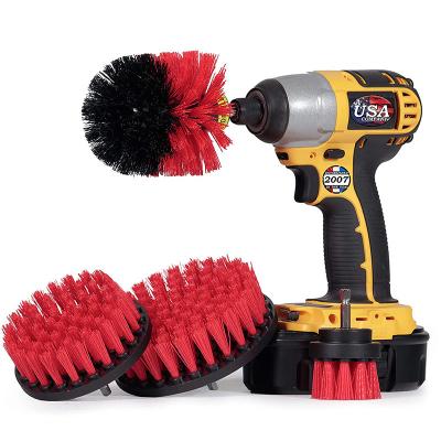 China Household Automobile and Boat Housekeeping Tools and Accessories 4Pc Drill Brush Power Scrubber Cleaning Clean Brush for sale