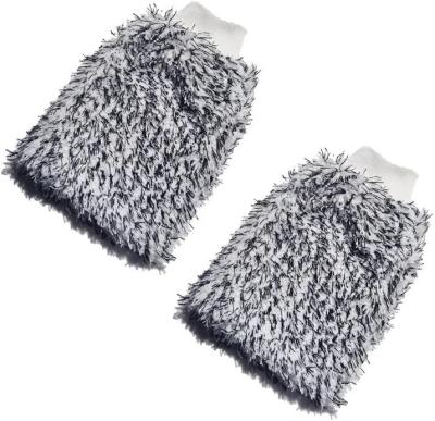 China Car Cleaning Easily New 2 Pack Cyclone Efficient Car Wash Washable Lint Free Scratch Car Wash Glove Premium Free Microfiber Gloves for sale