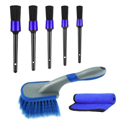 China 7Pcs Car Wheel Pickup Brush Bristle Rim Brush And Car Detailing Soft Tire Sweep Kit Cleaning Tool For Car Truck Bicycle for sale