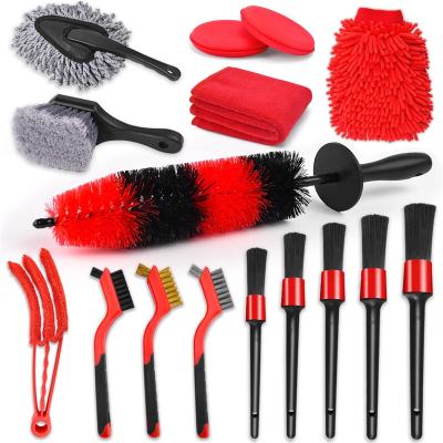 China Car Vents 16Pcs Car Wheel Tire Tire Detailing Brush with Car Detailing Brushes for Car Cleaning for sale