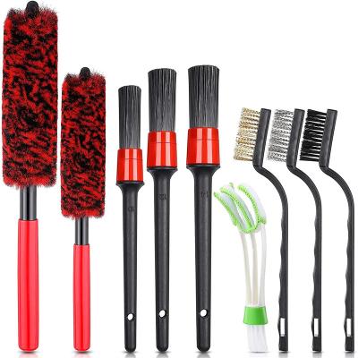 China Factory Supply 9Pcs Car Dashboard Air Conditioner Vents Cleaning Auto Detailing Brush Set for sale