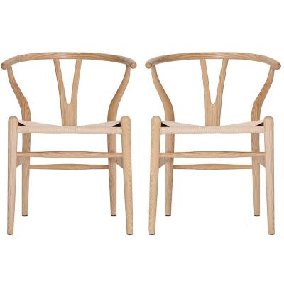 China Solid Wood Chair With Rattan Seat Wishbone Chair Dining Chairs Armchair Back Hemp Y-Weave Seat Rattan for sale